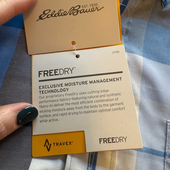 Eddie Bauer NWT Men’s Travex On The Go Poplin Plaid FreeDry Shirt - Picture 8 of 9